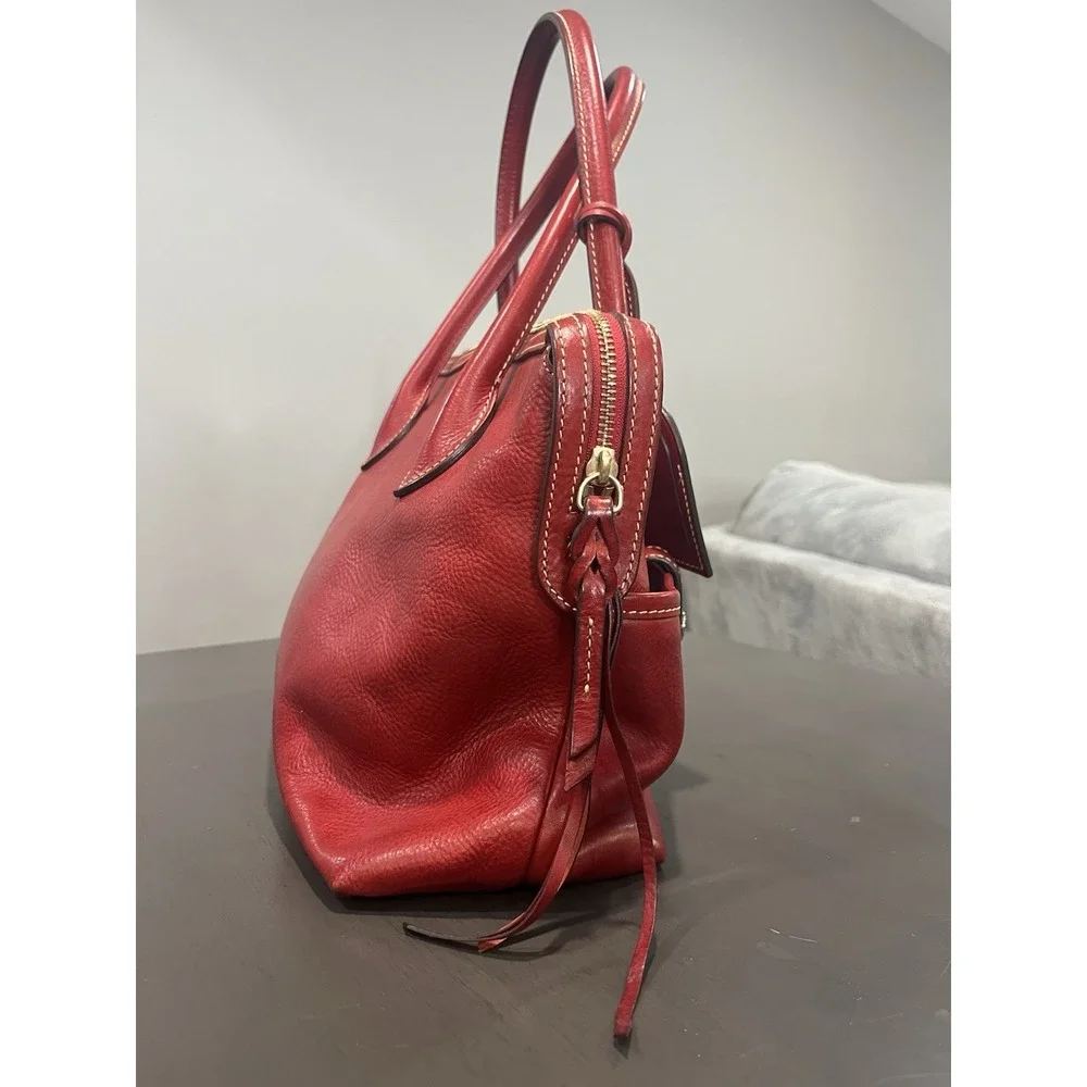 Dooney & Bourke Red Leather Satchel Purse Handbag Florentine Vacchetta Rare